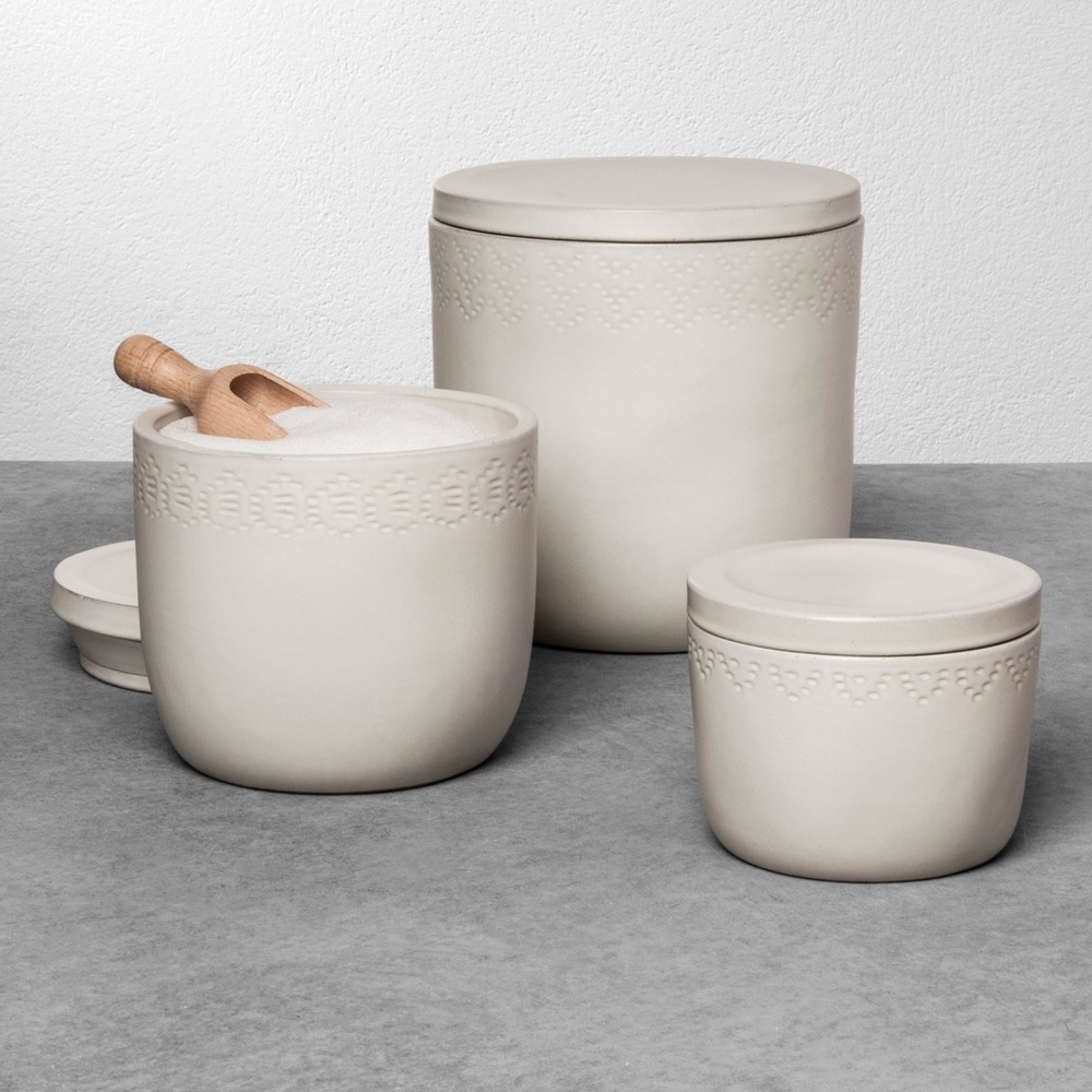 NWT Hearth & Hand Cream Ceramic Canister Trio
